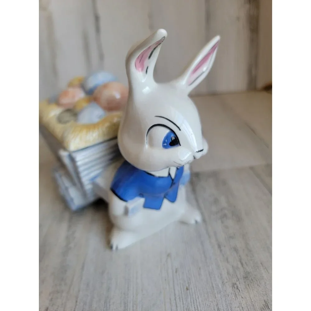 Vintage‎ ceramic Easter Bunny wheelbarrow egg hunt container
